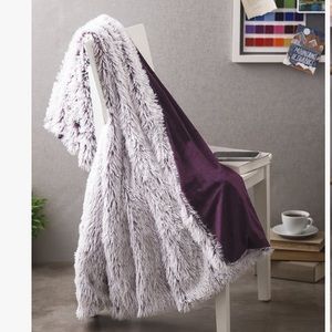 Plum bottom-dye shag fur throw